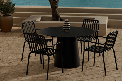 Peking & Lanzo Spisebordsstol 2-pak Sort + Rundt Spisebord ø120 Sort