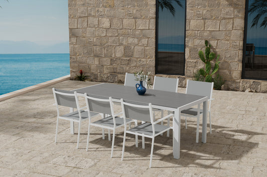 Break & Copacabana Rektangulært spisebord 205 x 90 Grå + Spisebordsstol 2-pak Grå