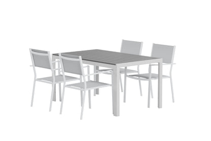 Break & Copacabana Rektangulært spisebord 150 x 90 Grå + Spisebordsstol 2-pak Grå