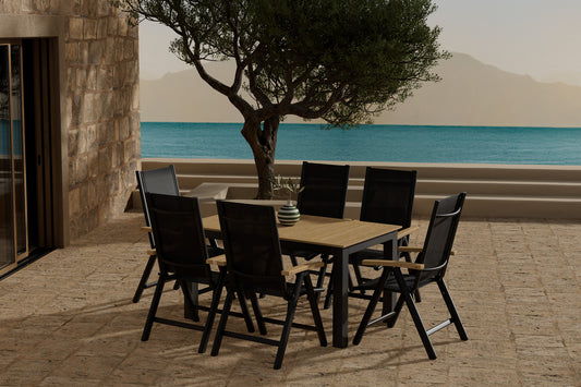 Panama Position stol 2-pak Sort + Rektangulært spisebord 152 x 90 Sort