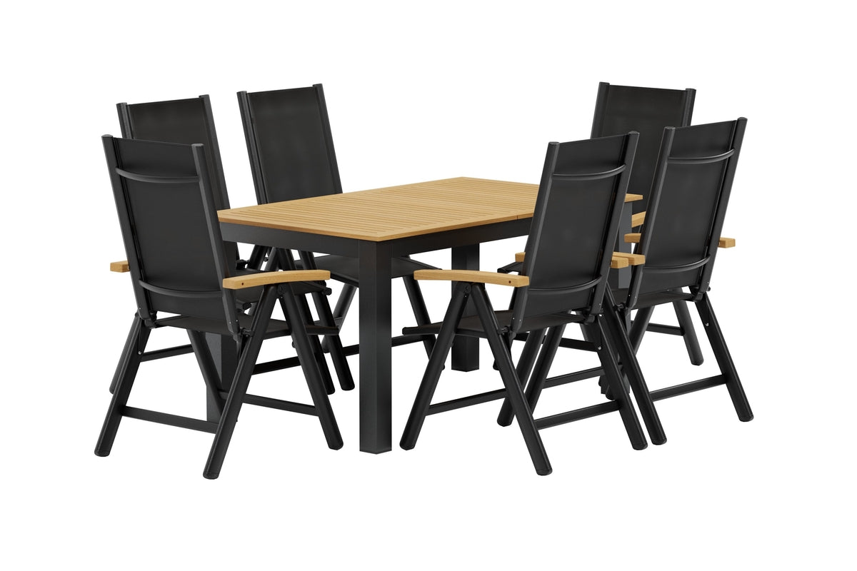 Panama Position stol 2-pak Sort + Rektangulært spisebord 152 x 90 Sort