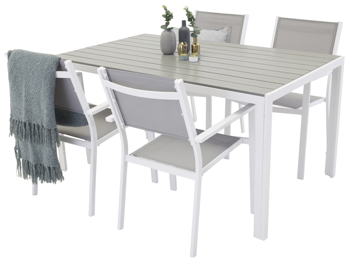 Break Bord 150*90 - Hvid/Grå, Copacabana Stabelstol - Hvid/Grå_4