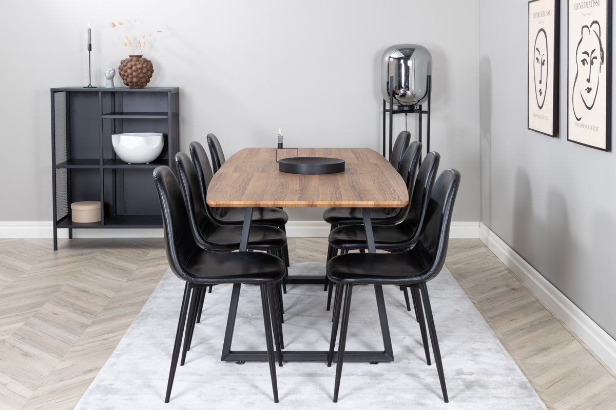 Spisebordsstol 2-pak Sort + Rektangulært Spisebord 160 x 85 Valnød