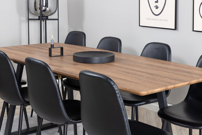 Spisebordsstol 2-pak Sort + Rektangulært Spisebord 160 x 85 Valnød