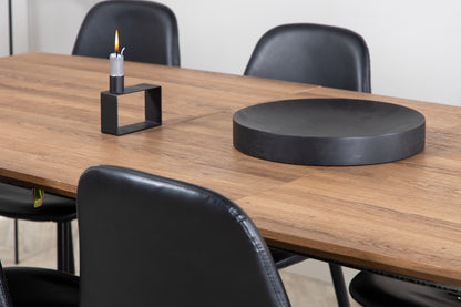 Spisebordsstol 2-pak Sort + Rektangulært Spisebord 160 x 85 Valnød