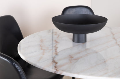 Spisebordsstol 2-pak Sort + Rundt Spisebord 106 Hvid