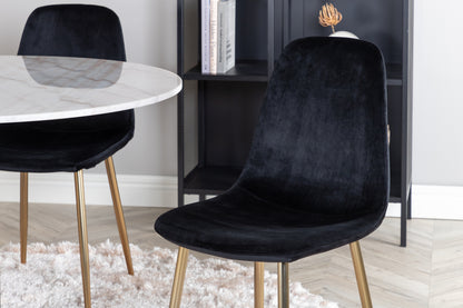 Rundt spisebord 106 Hvid + Spisebordsstol 2-pak Sort