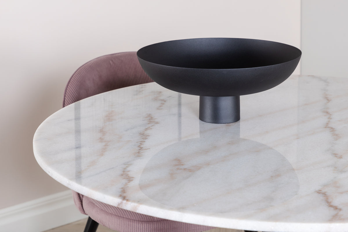 Rundt spisebord 106 Hvid + Spisebordsstol 2-pak Dusty Pink