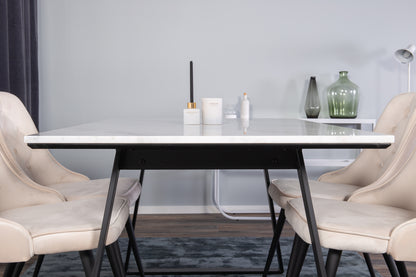 Estelle & Velvet Deluxe Spisebord 90x140 + Spisebordsstole Lysegrå